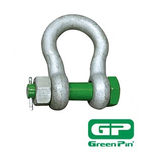 green pin bow shackle with safety bolt
