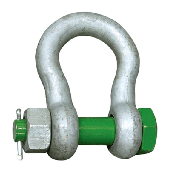 green pin bow shackle with safety bolt