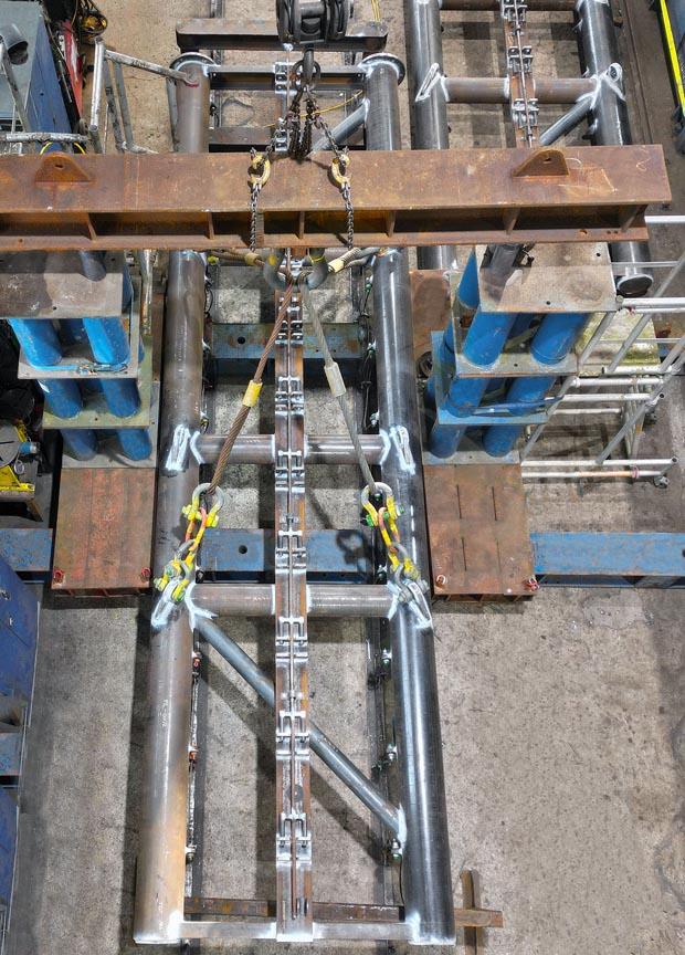 Proof load testing of the 30-metre modular lifting frame