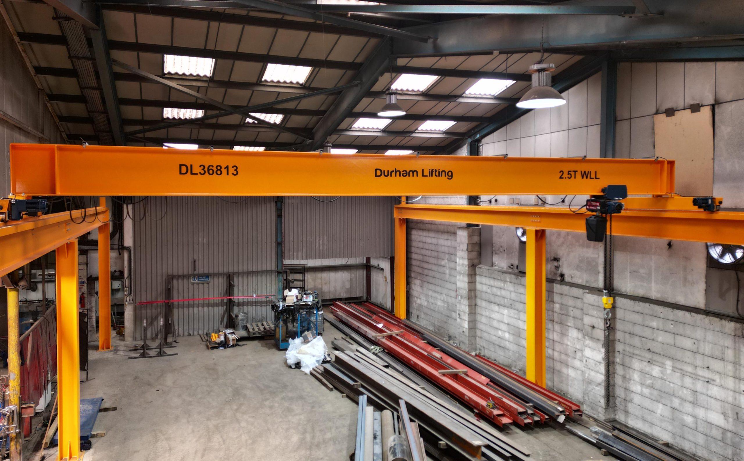 2.5-tonne electric overhead travelling crane installed by Durham Lifting