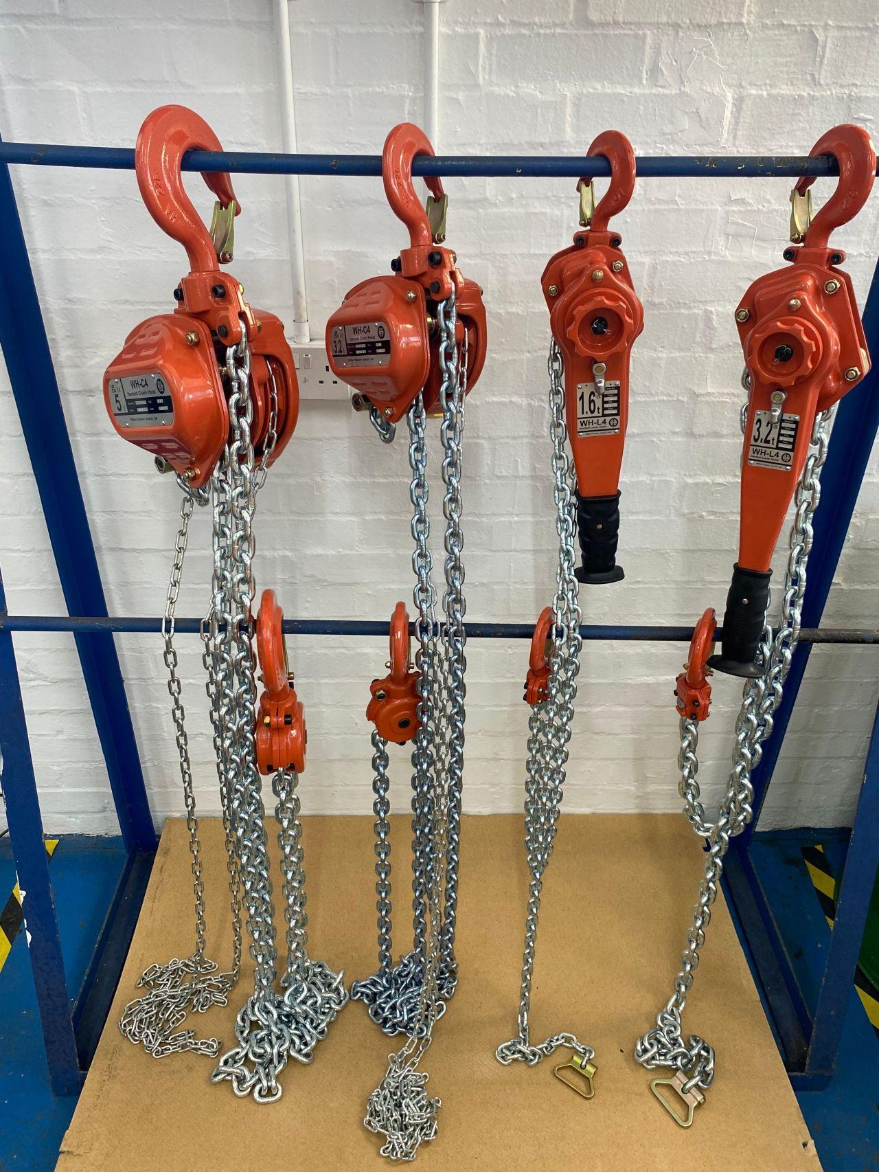 Hoisting equipment hire including chainblocks lever hoists beam clamps beam trolleys electric hoists air hoists and portable gantries