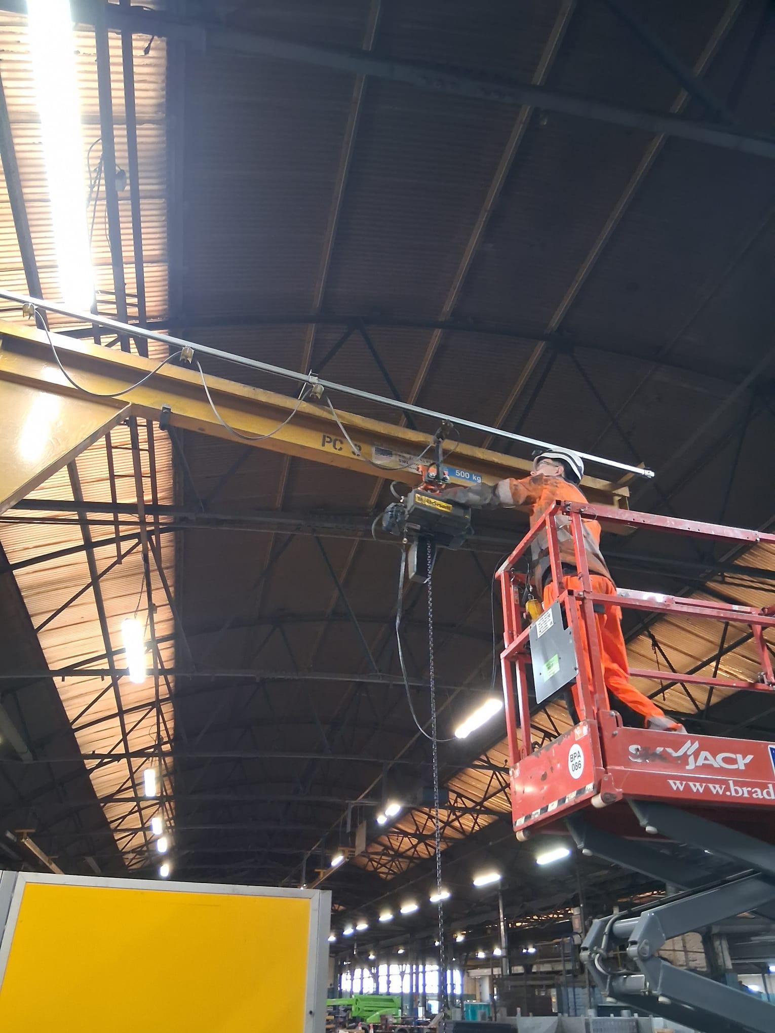 Durham Lifting engineer carrying out overhead crane maintenance
