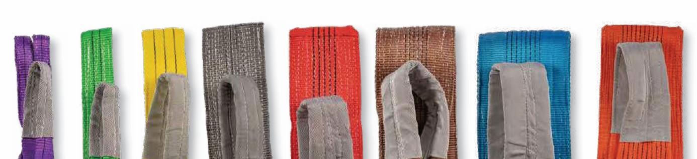 Polyester webbing slings with soft eyes in different WLL colours